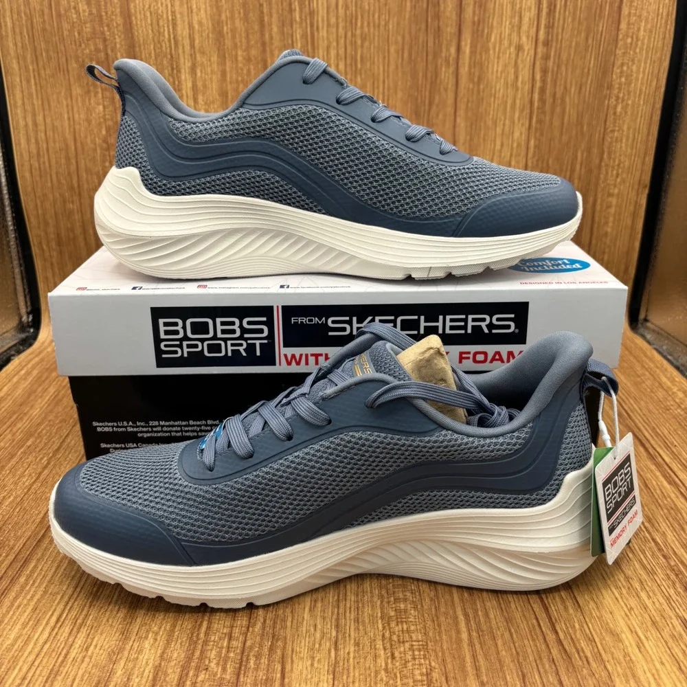 Skechers Bobs Squad Waves Womens 9.5 Slate Blue 117483 Memory Foam Sneakers NEW
